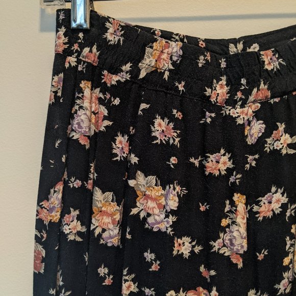 Vintage maxi long floral dark navy button skirt - Picture 2 of 4